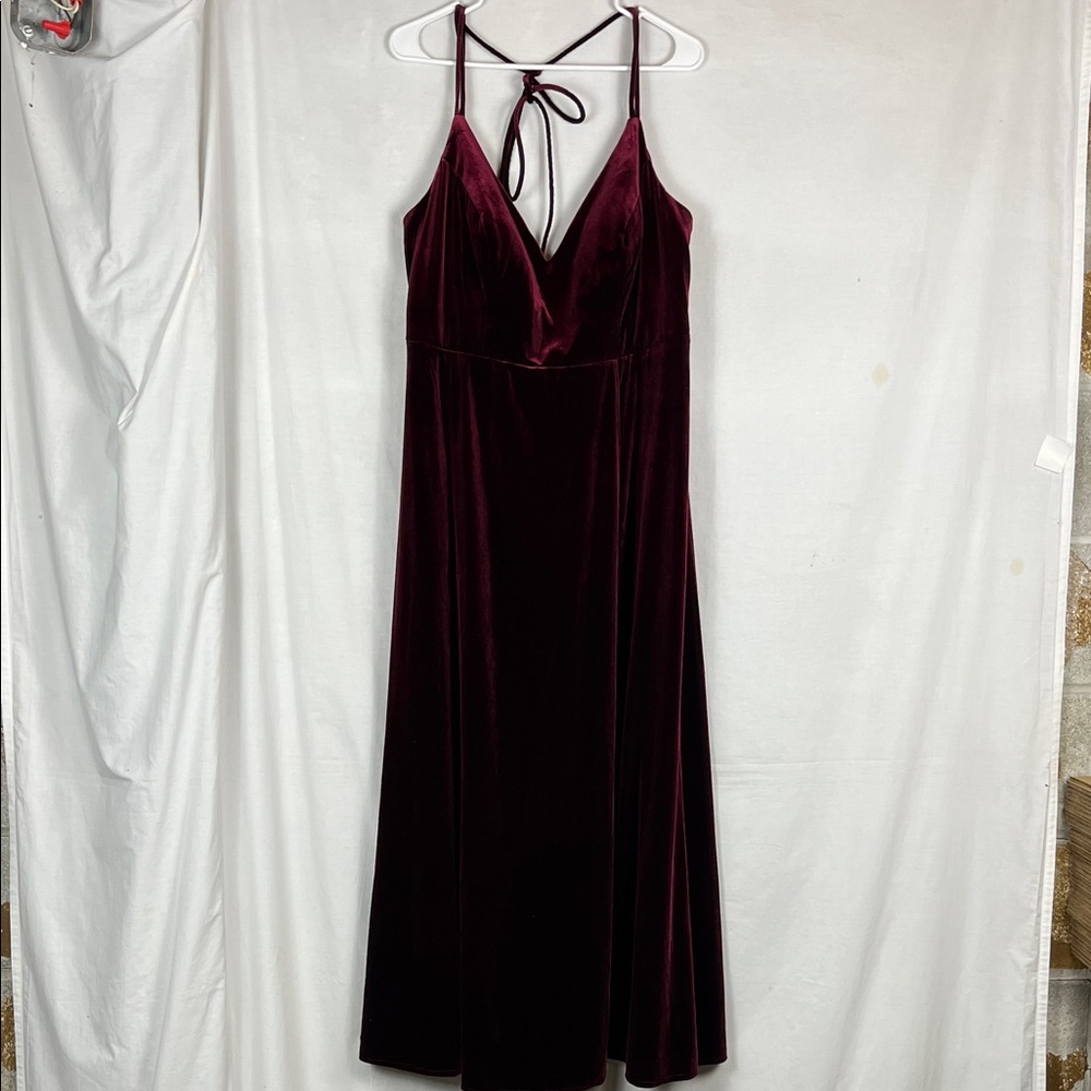 Azazie Deep Red Velvet Prom Dress